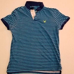 American Eagle Stripped Polo Size Slim Medium